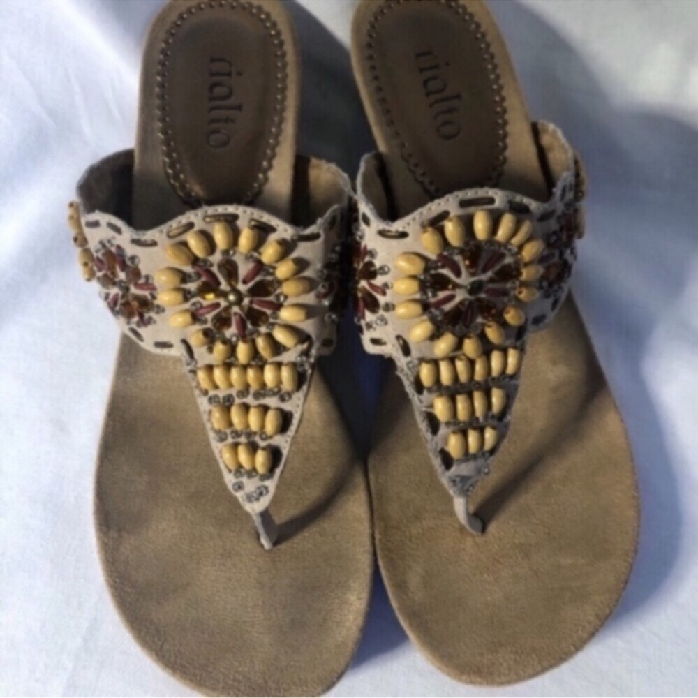 Rialto Women’s Size 8M beaded wedge sandals Style is Marrakesh with Original Box